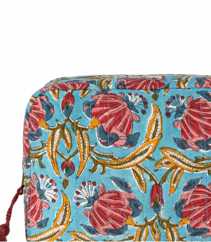 Floral travel case Jaipur light blue - 8x6 inches